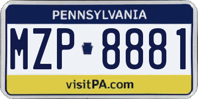 PA license plate MZP8881