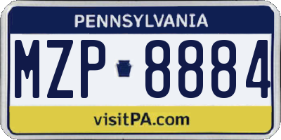 PA license plate MZP8884
