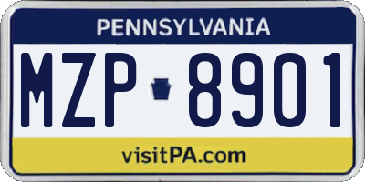 PA license plate MZP8901