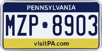 PA license plate MZP8903