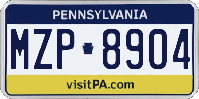 PA license plate MZP8904