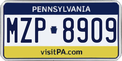 PA license plate MZP8909