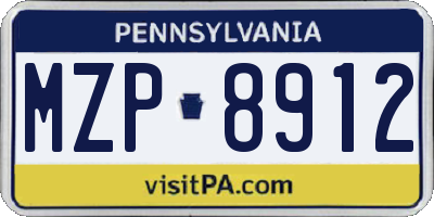 PA license plate MZP8912