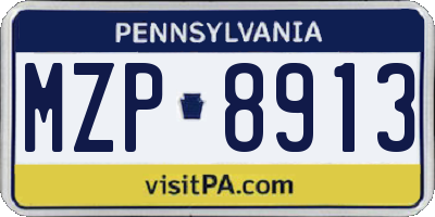 PA license plate MZP8913