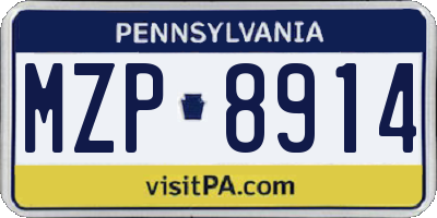 PA license plate MZP8914