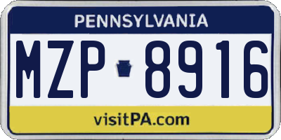 PA license plate MZP8916