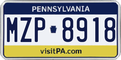 PA license plate MZP8918