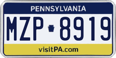 PA license plate MZP8919