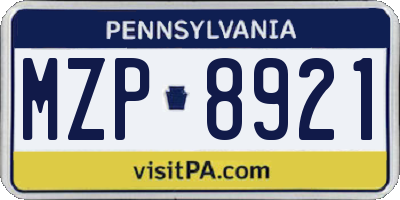 PA license plate MZP8921