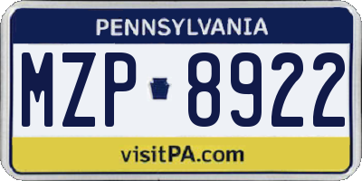 PA license plate MZP8922