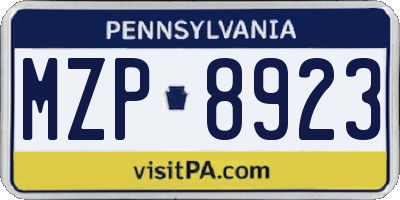 PA license plate MZP8923