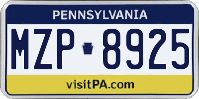 PA license plate MZP8925