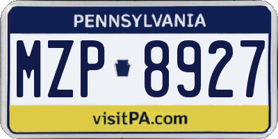 PA license plate MZP8927