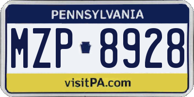PA license plate MZP8928
