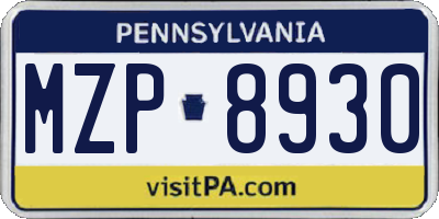 PA license plate MZP8930