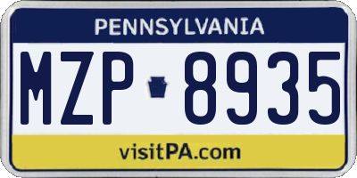 PA license plate MZP8935
