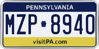 PA license plate MZP8940