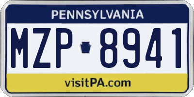 PA license plate MZP8941
