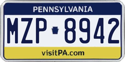 PA license plate MZP8942