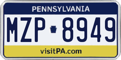 PA license plate MZP8949