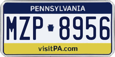 PA license plate MZP8956