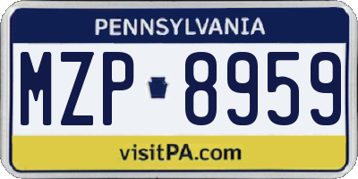 PA license plate MZP8959