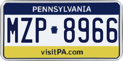 PA license plate MZP8966