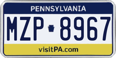 PA license plate MZP8967