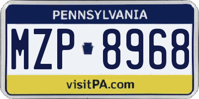 PA license plate MZP8968