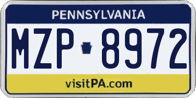 PA license plate MZP8972