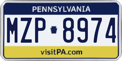PA license plate MZP8974