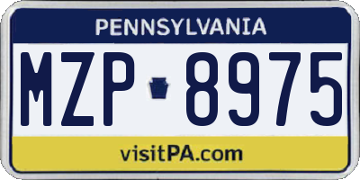 PA license plate MZP8975
