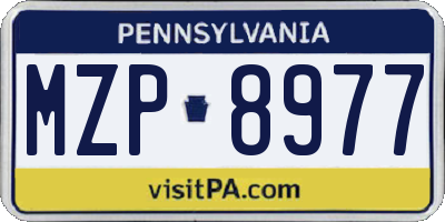 PA license plate MZP8977