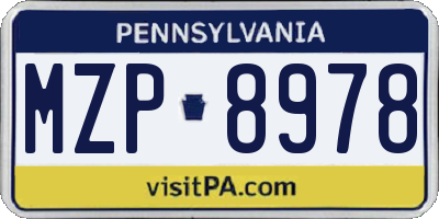 PA license plate MZP8978