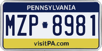 PA license plate MZP8981