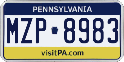 PA license plate MZP8983