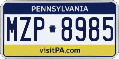 PA license plate MZP8985