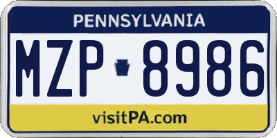 PA license plate MZP8986