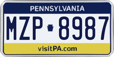 PA license plate MZP8987