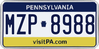 PA license plate MZP8988