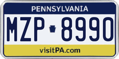 PA license plate MZP8990
