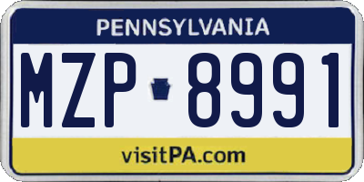 PA license plate MZP8991
