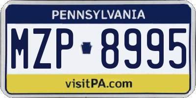 PA license plate MZP8995