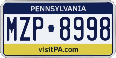 PA license plate MZP8998