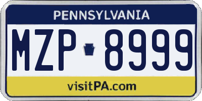 PA license plate MZP8999