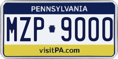 PA license plate MZP9000
