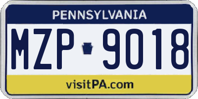 PA license plate MZP9018