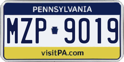 PA license plate MZP9019
