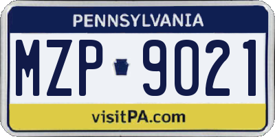 PA license plate MZP9021