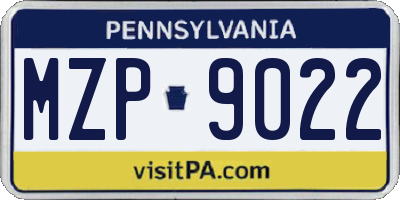 PA license plate MZP9022